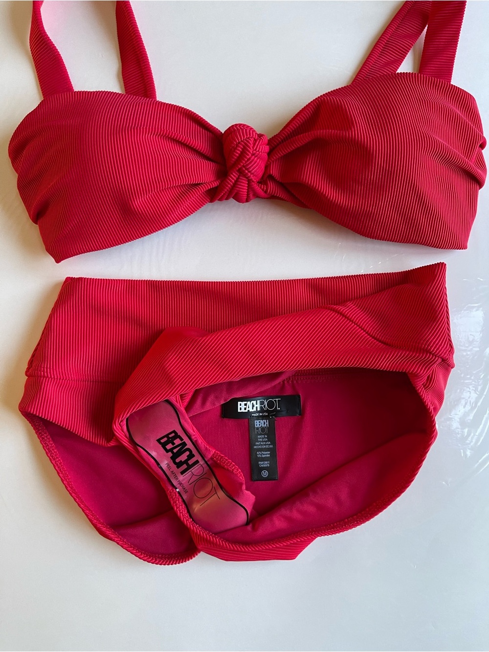 Beach Riot Set: Sophia Ribbed Bikini Top& Highway Ribbed Bikini Bottom; Medium - Picture 13 of 15